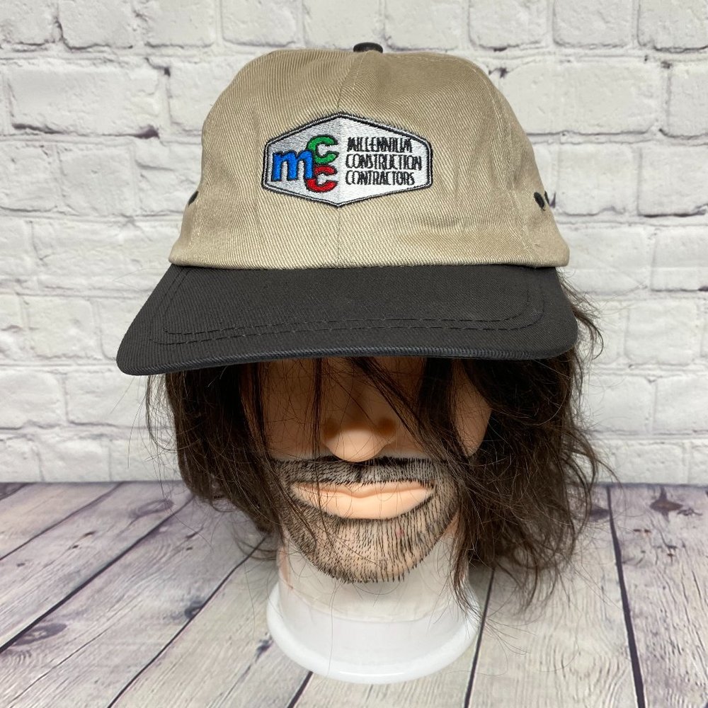 Vintage Hat Cap Strap Back Brown Black MCC Millennium Construction Contractors